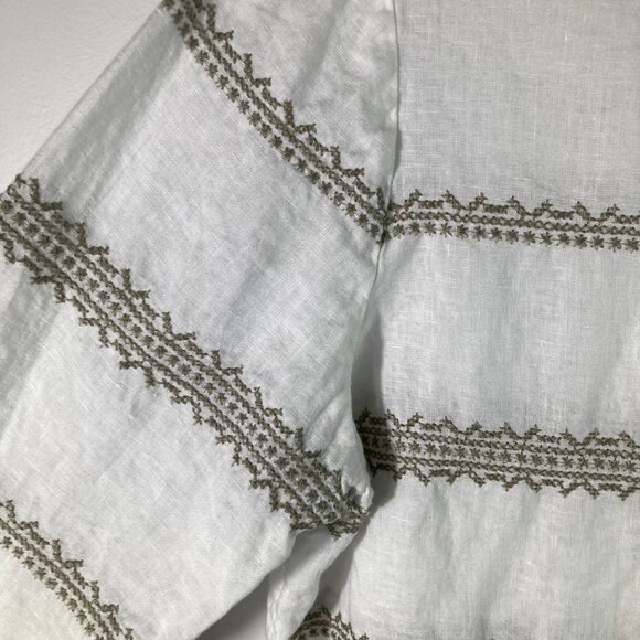 Womens J Jill Love Linen Linen Embroidered Striped Tunic 3/4 Sleeve MP - Picture 6 of 8